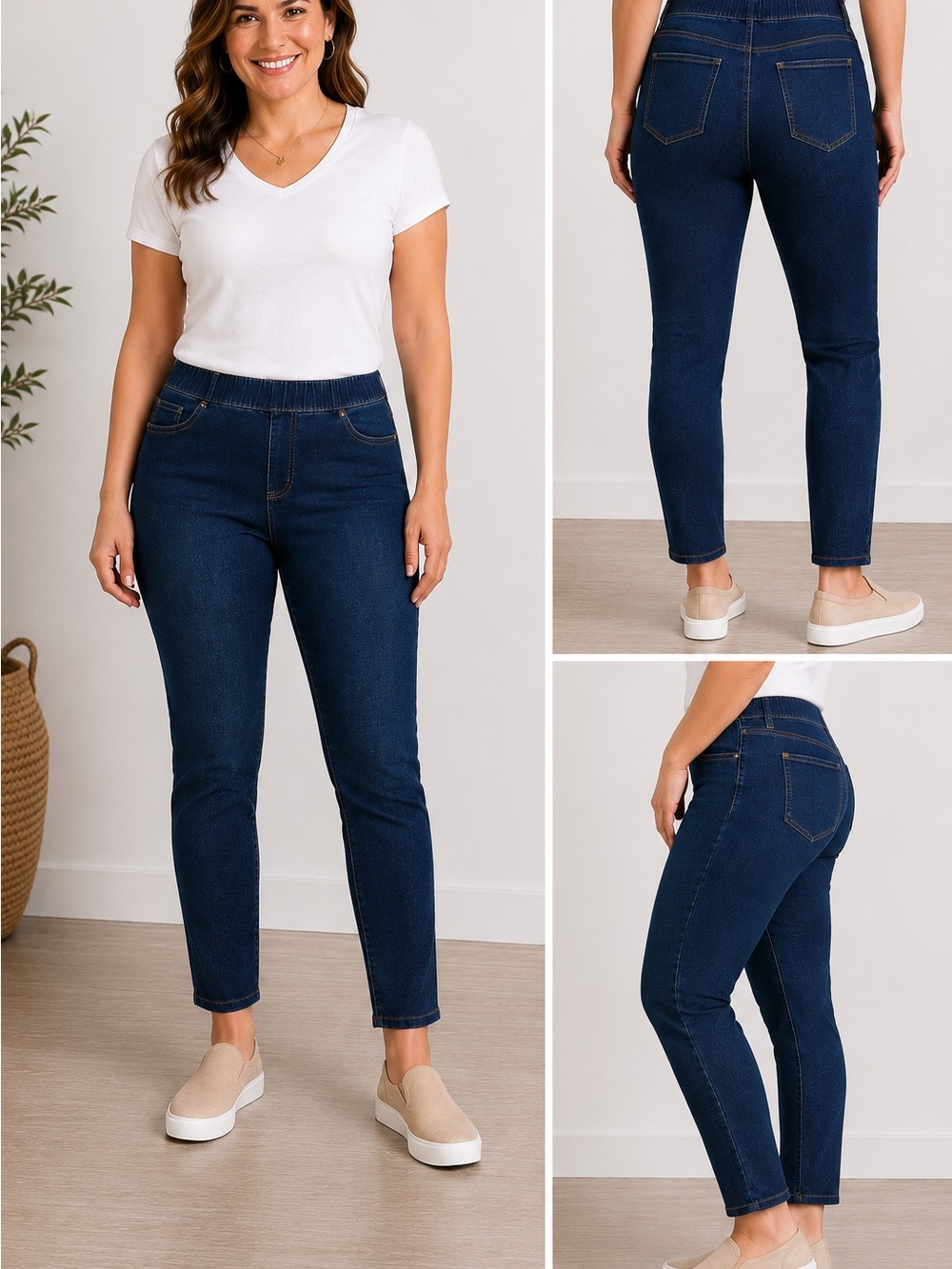 Simply Vera Vera Wang M Pull On Denim Jeggings Slim Straight Stretch Jeans